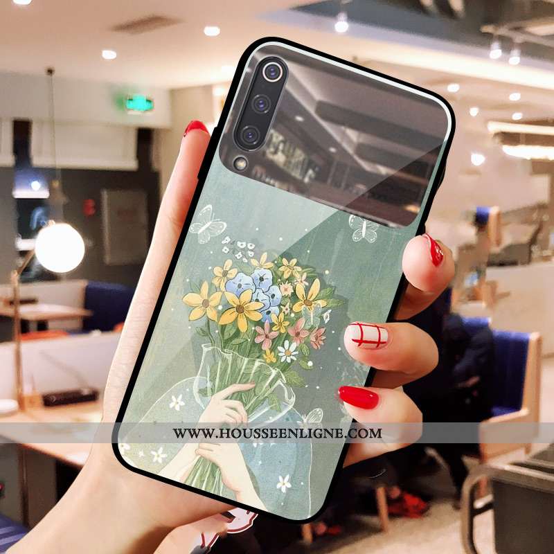 Étui Xiaomi Mi 9 Se Charmant Verre Téléphone Portable Frais Miroir Maquillage Coque Verte