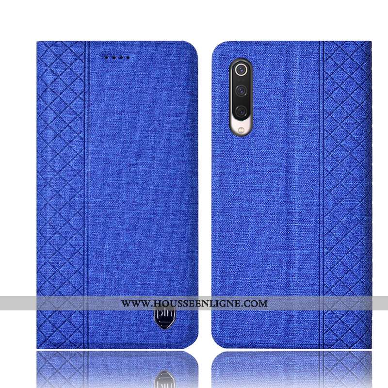 Étui Xiaomi Mi 9 Se Cuir Protection Housse Lin Incassable Téléphone Portable Petit Gris