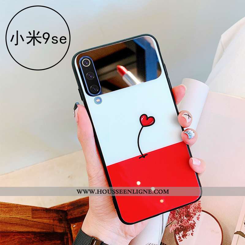 Étui Xiaomi Mi 9 Se Verre Personnalité Petit Net Rouge Coque Simple Téléphone Portable Blanche