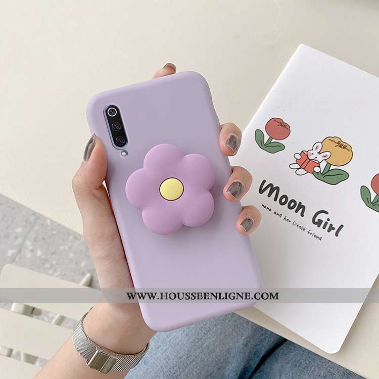 Étui Xiaomi Mi 9 Silicone Protection Fluide Doux Téléphone Portable Fleur Coque Violet