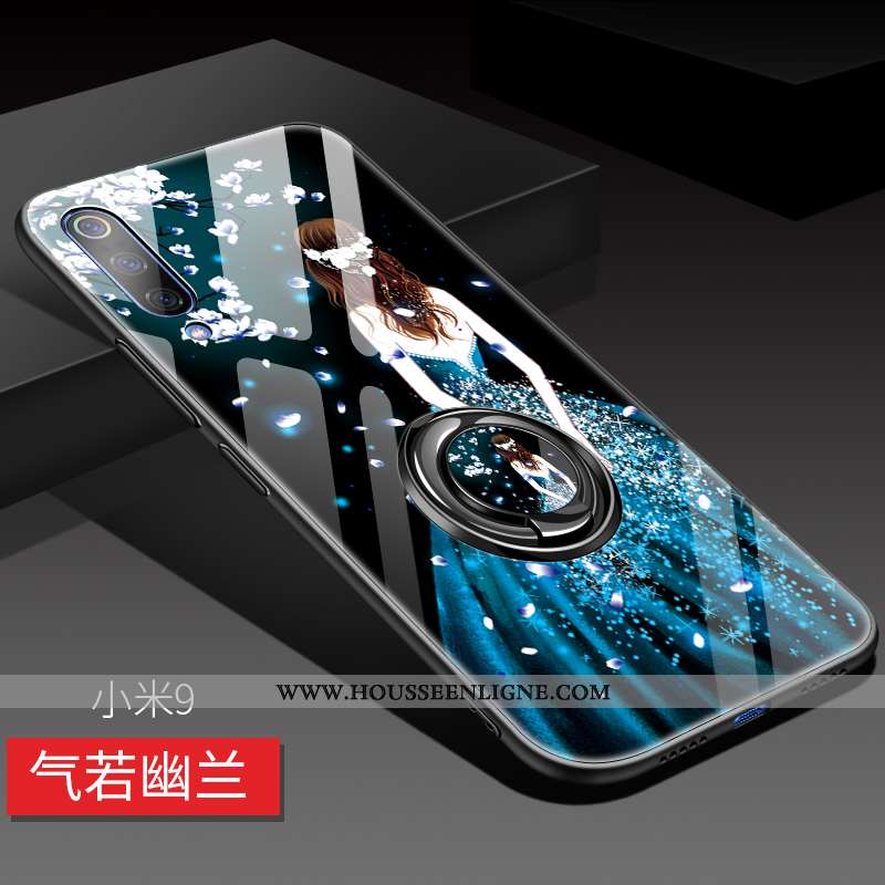 Étui Xiaomi Mi 9 Verre Délavé En Daim Tendance Créatif Petit Personnalité Incassable Bleu