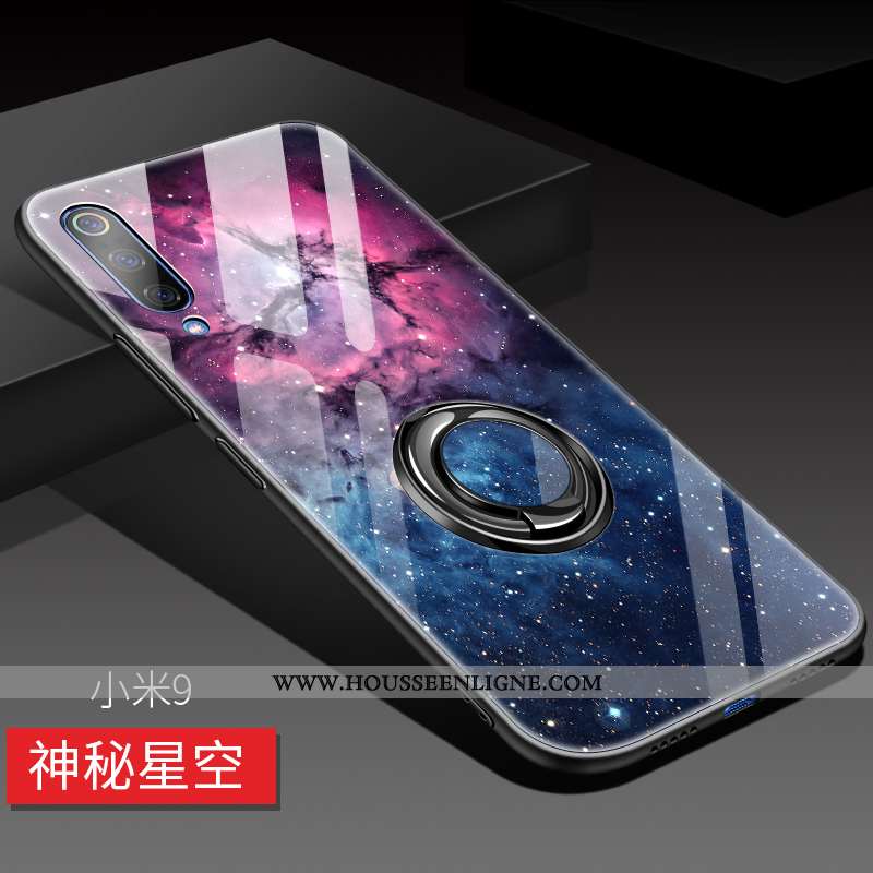 Étui Xiaomi Mi 9 Verre Délavé En Daim Tendance Créatif Petit Personnalité Incassable Bleu