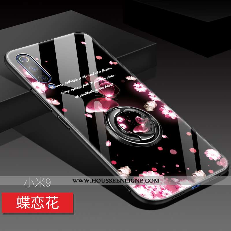Étui Xiaomi Mi 9 Verre Délavé En Daim Tendance Créatif Petit Personnalité Incassable Bleu