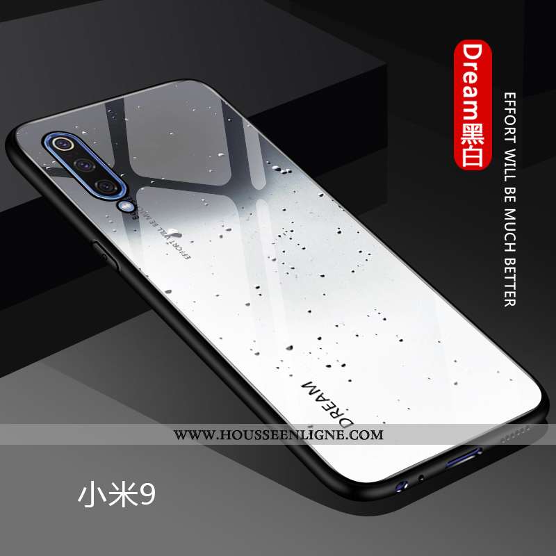 Étui Xiaomi Mi 9 Verre Personnalité Tout Compris Silicone Incassable Protection Bleu