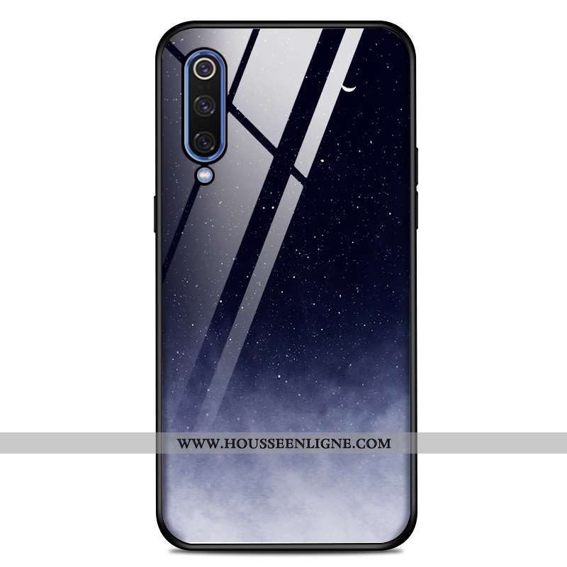 Étui Xiaomi Mi 9 Verre Personnalité Tout Compris Silicone Incassable Protection Bleu