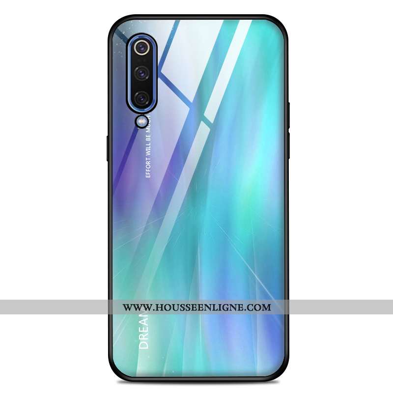 Étui Xiaomi Mi 9 Verre Personnalité Tout Compris Silicone Incassable Protection Bleu