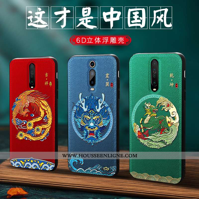 Étui Xiaomi Mi 9t Créatif Gaufrage Incassable Bleu Personnalité Tendance Téléphone Portable