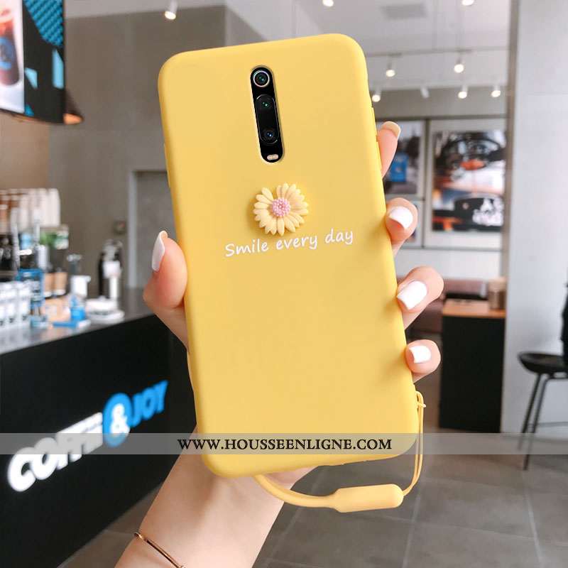 Étui Xiaomi Mi 9t En Bois Ultra Dimensionnel Tendance Coque Ornements Suspendus Jaune