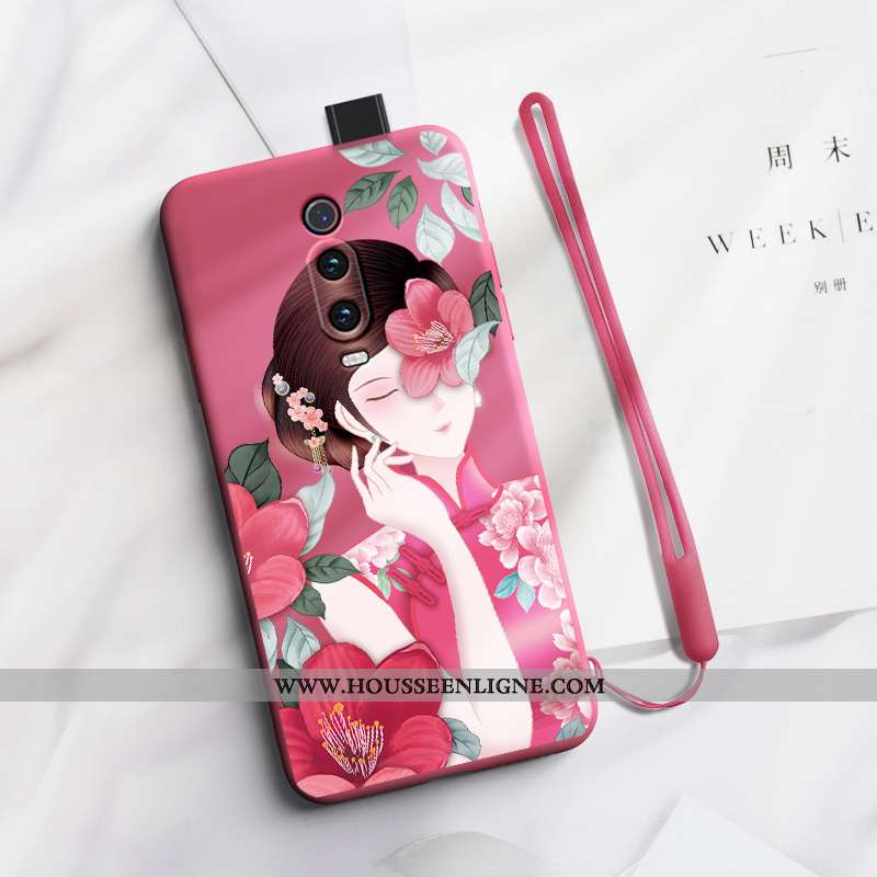 Étui Xiaomi Mi 9t Pro Fluide Doux Silicone Petit Coque Mémorial Téléphone Portable Tout Compris Roug