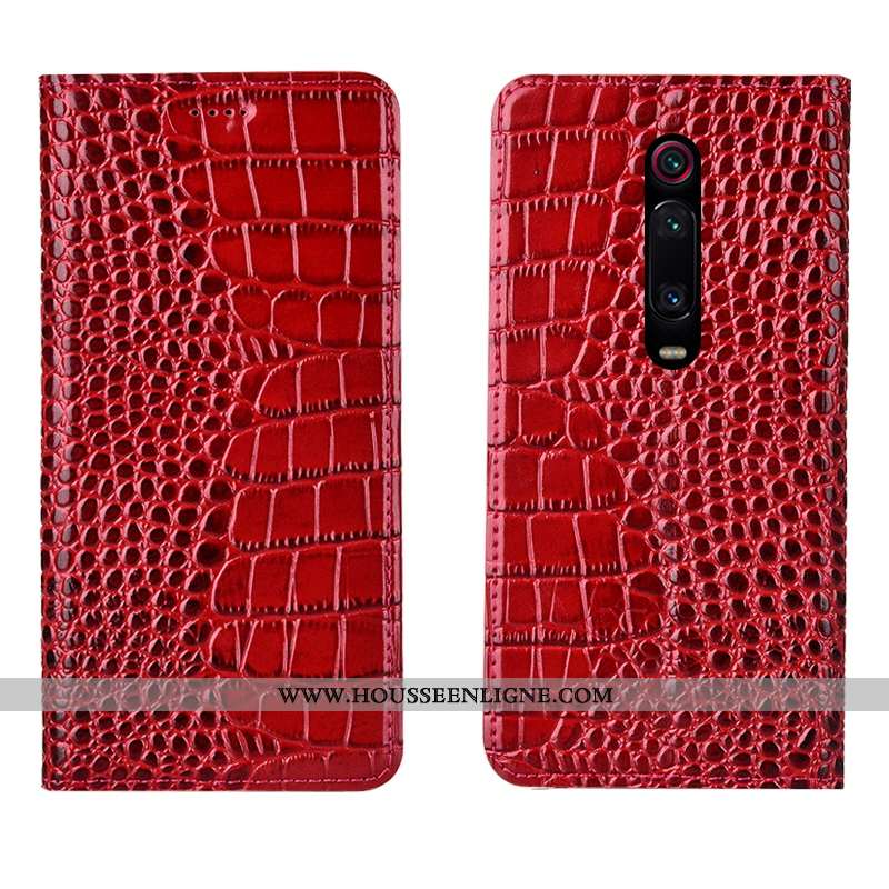 Étui Xiaomi Mi 9t Pro Protection Cuir Véritable Coque Petit Téléphone Portable Housse Bleu