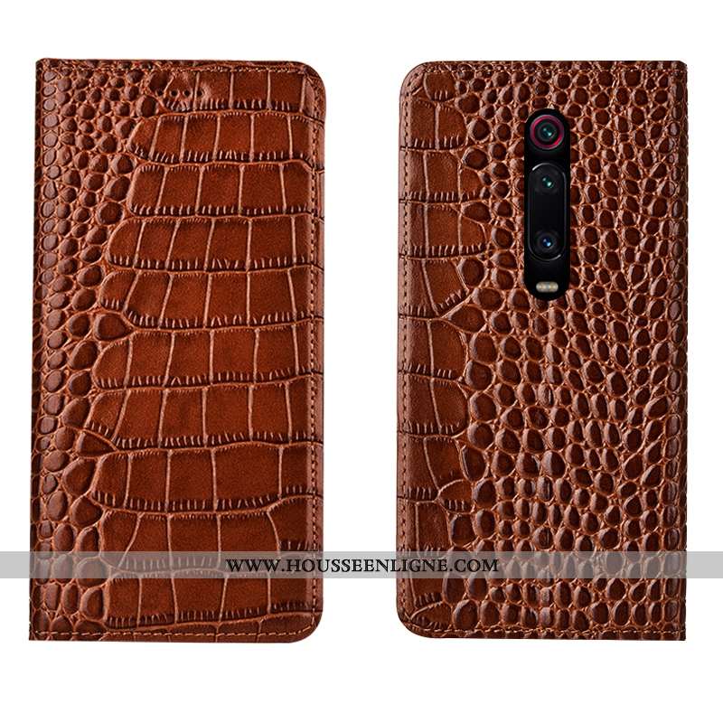 Étui Xiaomi Mi 9t Pro Protection Cuir Véritable Coque Petit Téléphone Portable Housse Bleu
