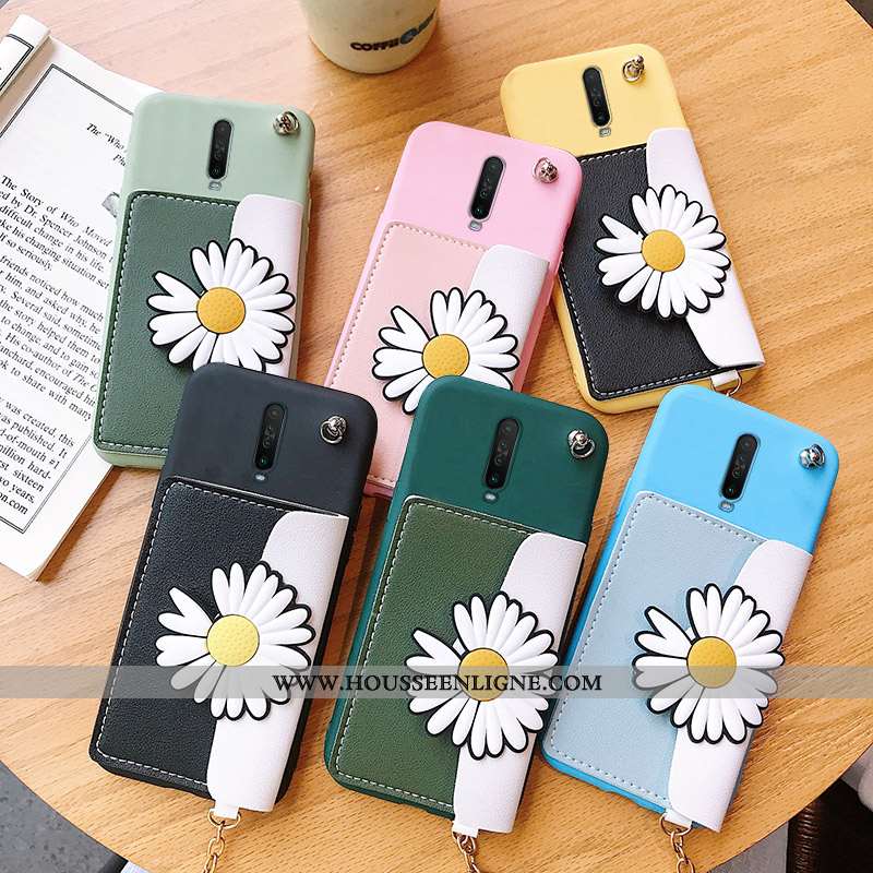 Étui Xiaomi Mi 9t Tendance Silicone Tout Compris Portefeuille Rouge Petite Marguerite Petit Jaune