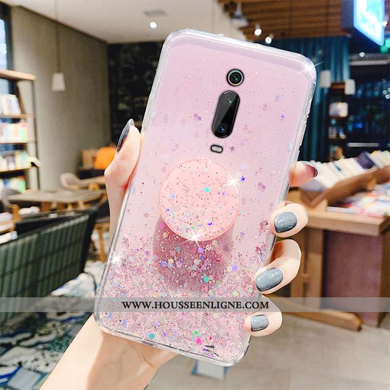 Étui Xiaomi Mi 9t Transparent Délavé En Daim Protection Créatif Rouge Coque Légère Rose