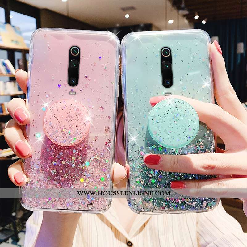 Étui Xiaomi Mi 9t Transparent Délavé En Daim Protection Créatif Rouge Coque Légère Rose