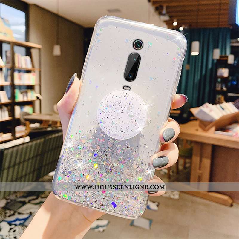 Étui Xiaomi Mi 9t Transparent Délavé En Daim Protection Créatif Rouge Coque Légère Rose