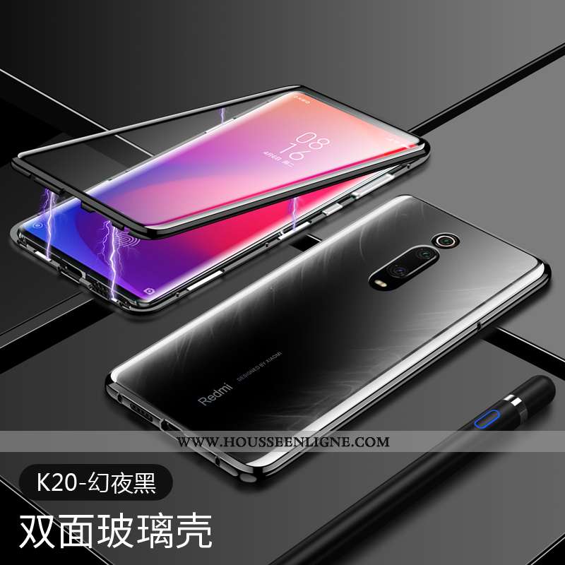Étui Xiaomi Mi 9t Verre Transparent Métal Incassable Téléphone Portable Petit Personnalité Rouge