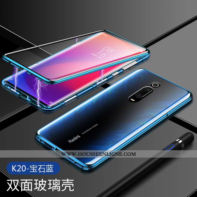 Étui Xiaomi Mi 9t Verre Transparent Métal Incassable Téléphone Portable Petit Personnalité Rouge