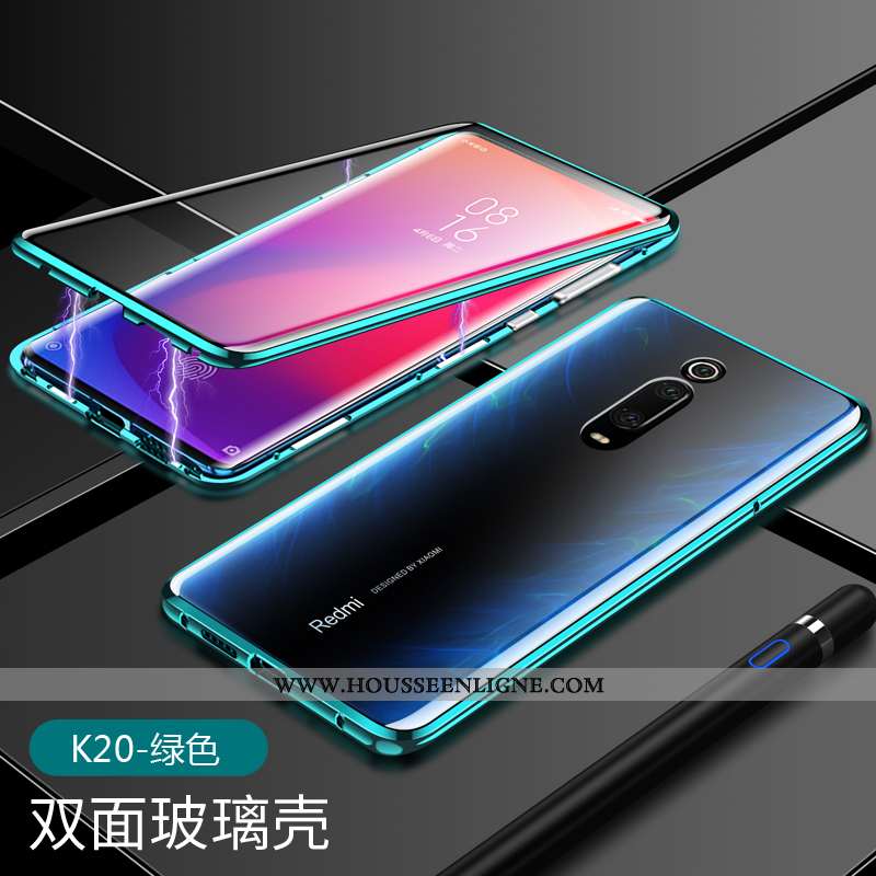 Étui Xiaomi Mi 9t Verre Transparent Métal Incassable Téléphone Portable Petit Personnalité Rouge