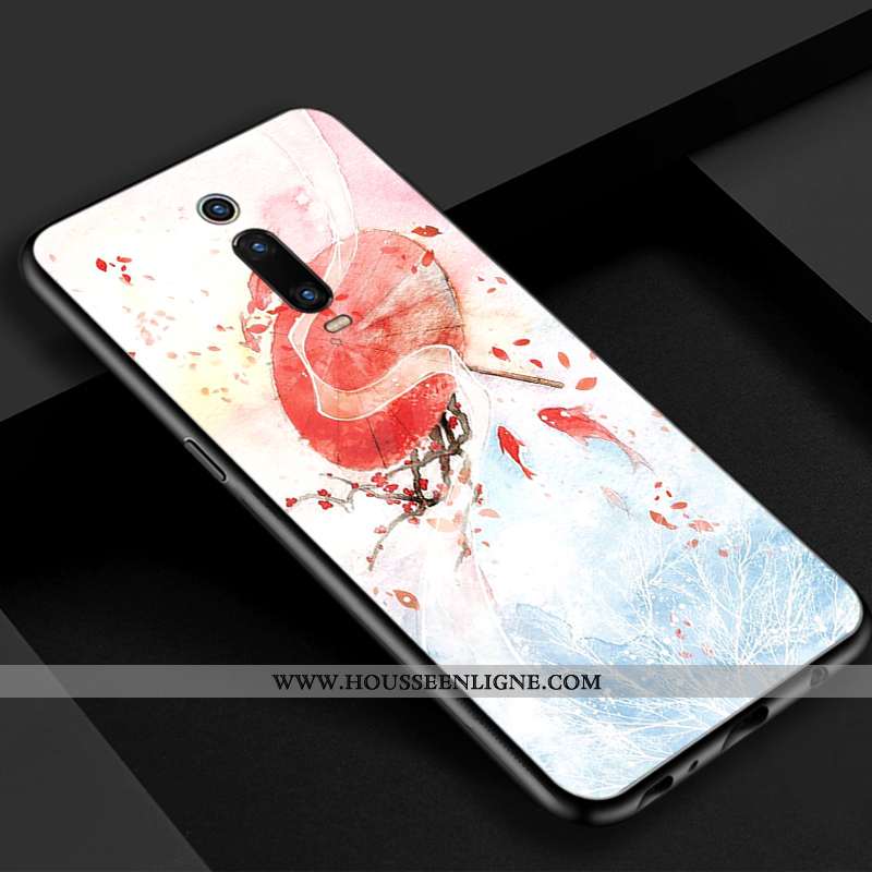 Étui Xiaomi Mi 9t Verre Vintage Bleu Téléphone Portable Rouge Beau Simple