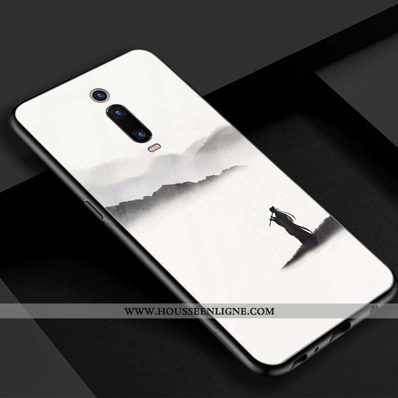 Étui Xiaomi Mi 9t Verre Vintage Bleu Téléphone Portable Rouge Beau Simple