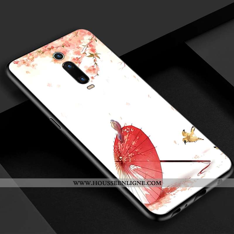 Étui Xiaomi Mi 9t Verre Vintage Bleu Téléphone Portable Rouge Beau Simple
