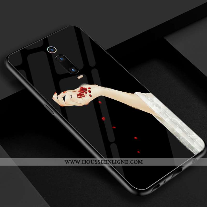 Étui Xiaomi Mi 9t Verre Vintage Bleu Téléphone Portable Rouge Beau Simple