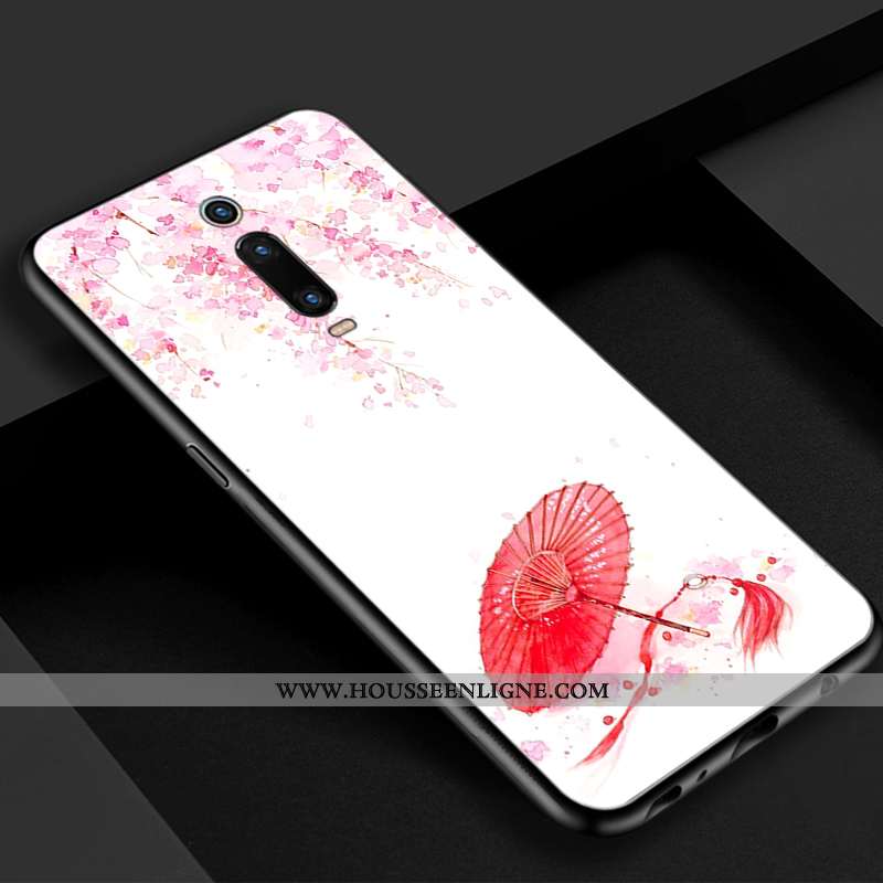 Étui Xiaomi Mi 9t Verre Vintage Bleu Téléphone Portable Rouge Beau Simple