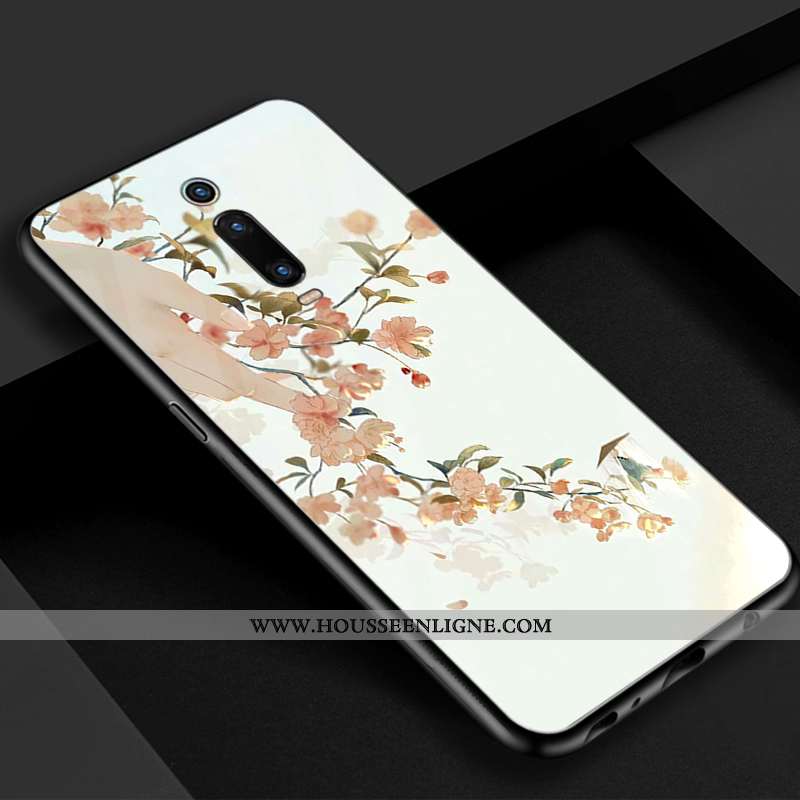 Étui Xiaomi Mi 9t Verre Vintage Bleu Téléphone Portable Rouge Beau Simple