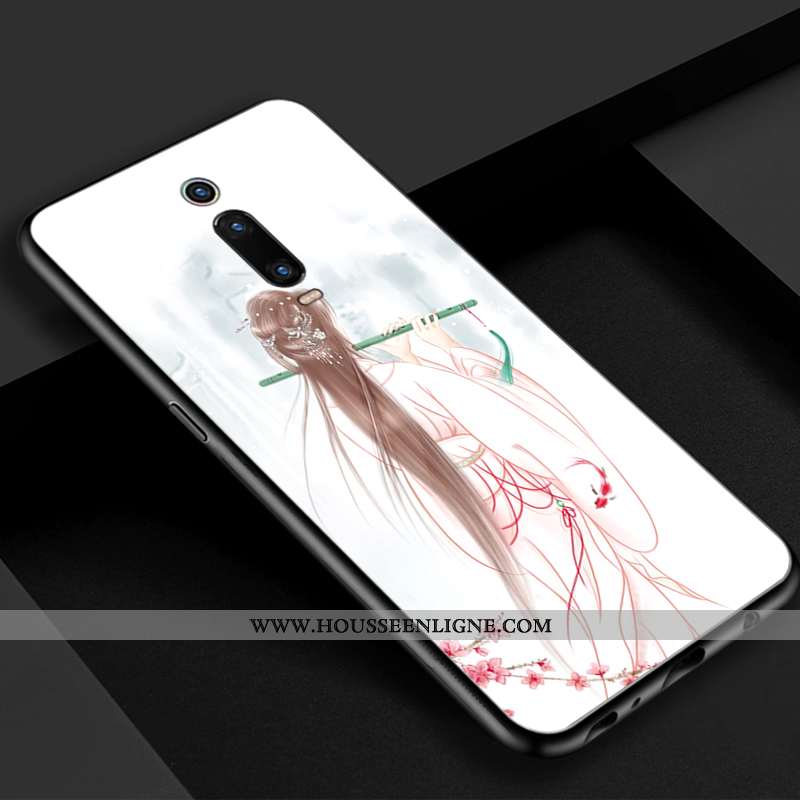 Étui Xiaomi Mi 9t Verre Vintage Bleu Téléphone Portable Rouge Beau Simple