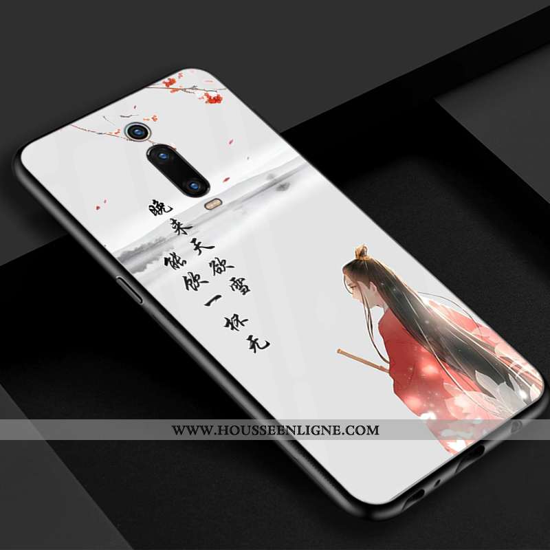 Étui Xiaomi Mi 9t Verre Vintage Bleu Téléphone Portable Rouge Beau Simple