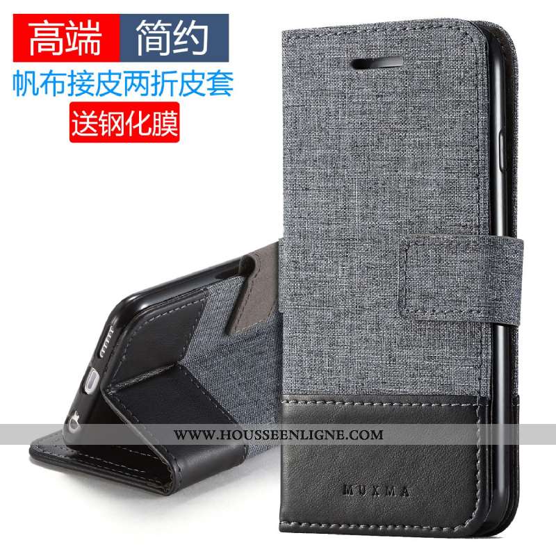 Étui Xiaomi Mi A1 Cuir Coque Toile Téléphone Portable Carte Petit Gris