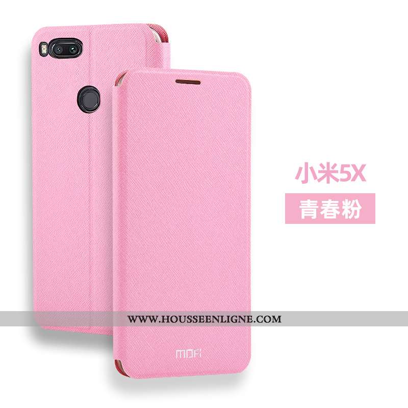 Étui Xiaomi Mi A1 Cuir Fluide Doux Silicone Clamshell Rose Incassable Tout Compris