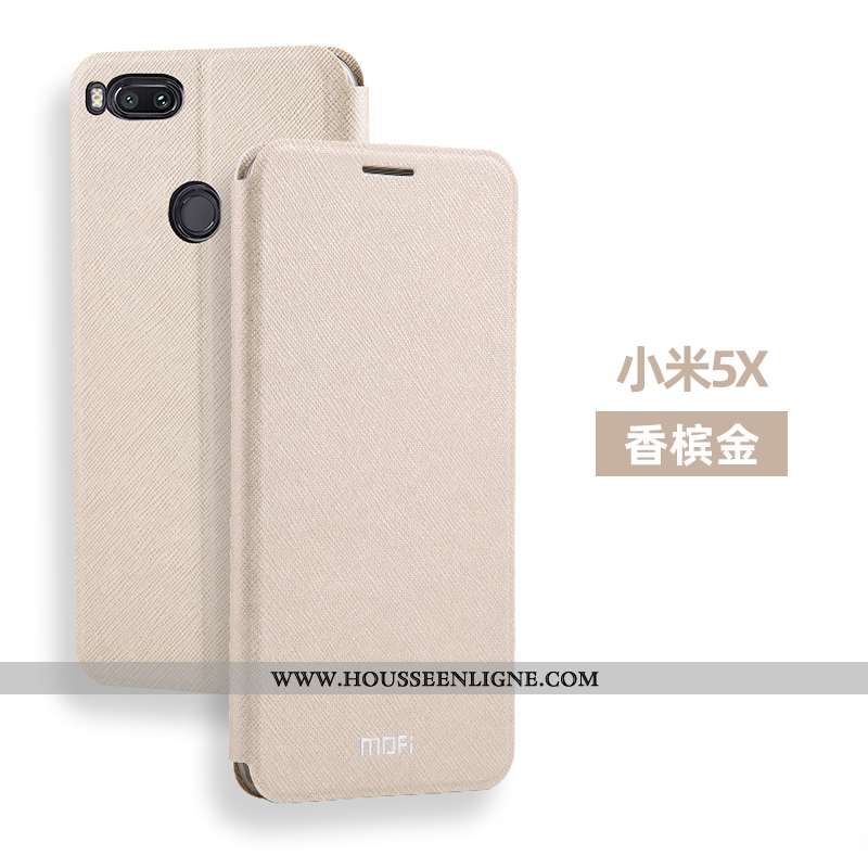 Étui Xiaomi Mi A1 Cuir Fluide Doux Silicone Clamshell Rose Incassable Tout Compris