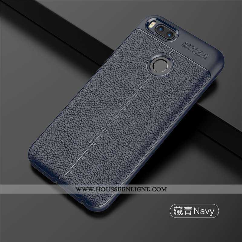 Étui Xiaomi Mi A1 Cuir Modèle Fleurie Légère Téléphone Portable Bleu Marin Petit Tendance Bleu Foncé