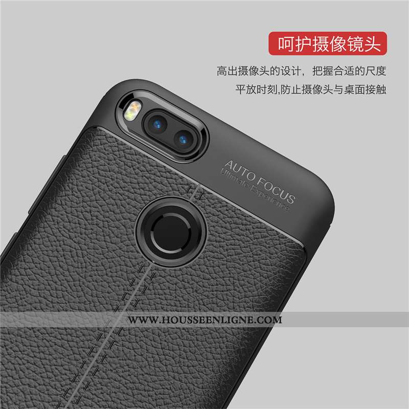 Étui Xiaomi Mi A1 Cuir Modèle Fleurie Légère Téléphone Portable Bleu Marin Petit Tendance Bleu Foncé