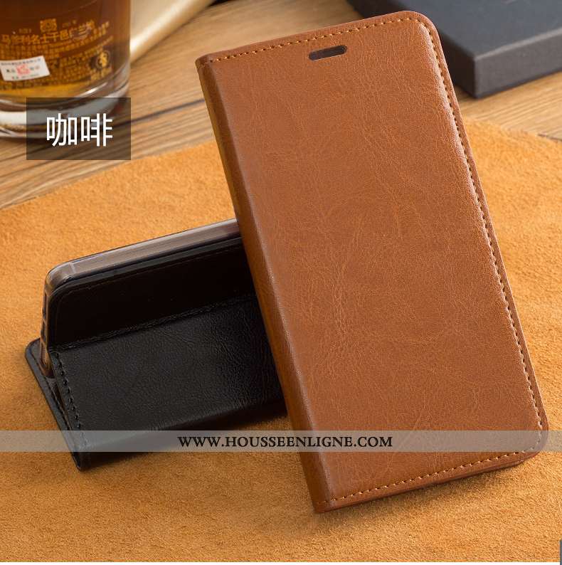 Étui Xiaomi Mi A1 Cuir Protection Rouge Coque Bovins Marron Housse