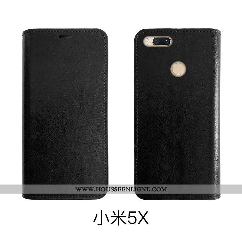 Étui Xiaomi Mi A1 Cuir Protection Rouge Coque Bovins Marron Housse
