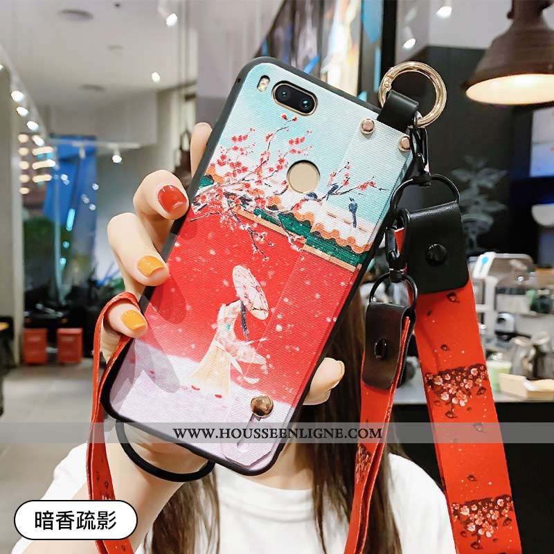 Étui Xiaomi Mi A1 Délavé En Daim Ornements Suspendus Simple Bleu Vintage Protection