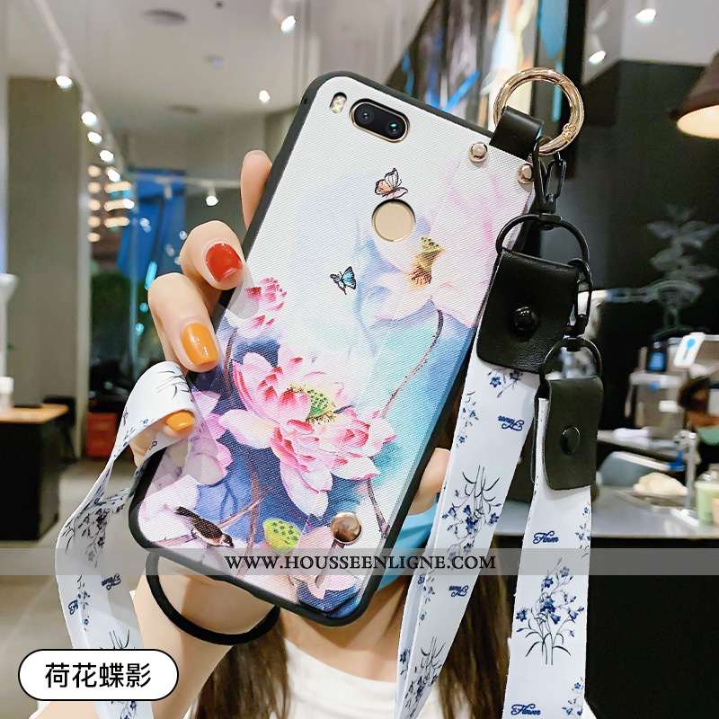 Étui Xiaomi Mi A1 Délavé En Daim Ornements Suspendus Simple Bleu Vintage Protection