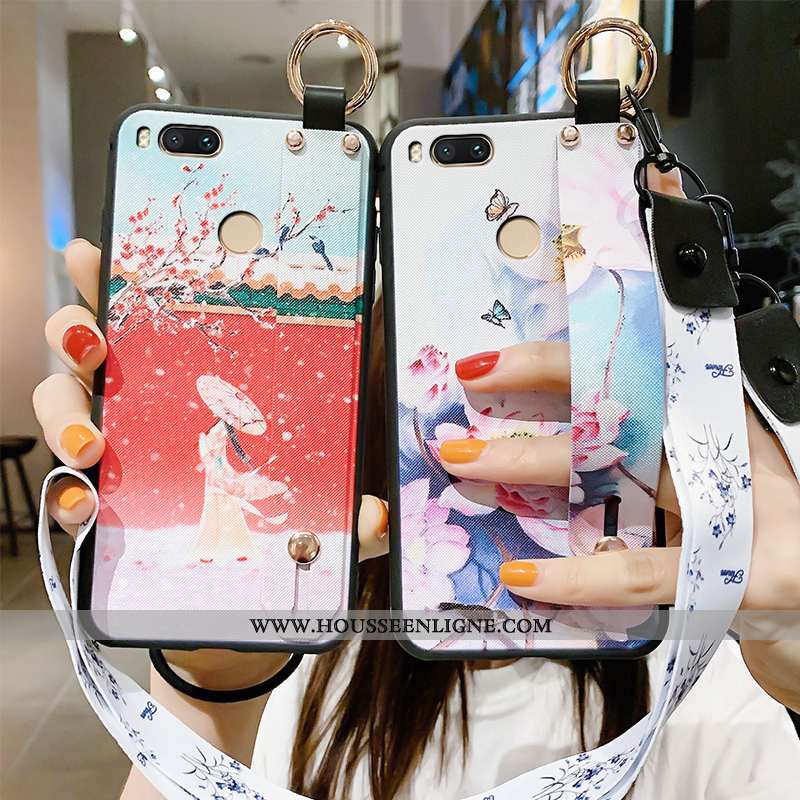 Étui Xiaomi Mi A1 Délavé En Daim Ornements Suspendus Simple Bleu Vintage Protection