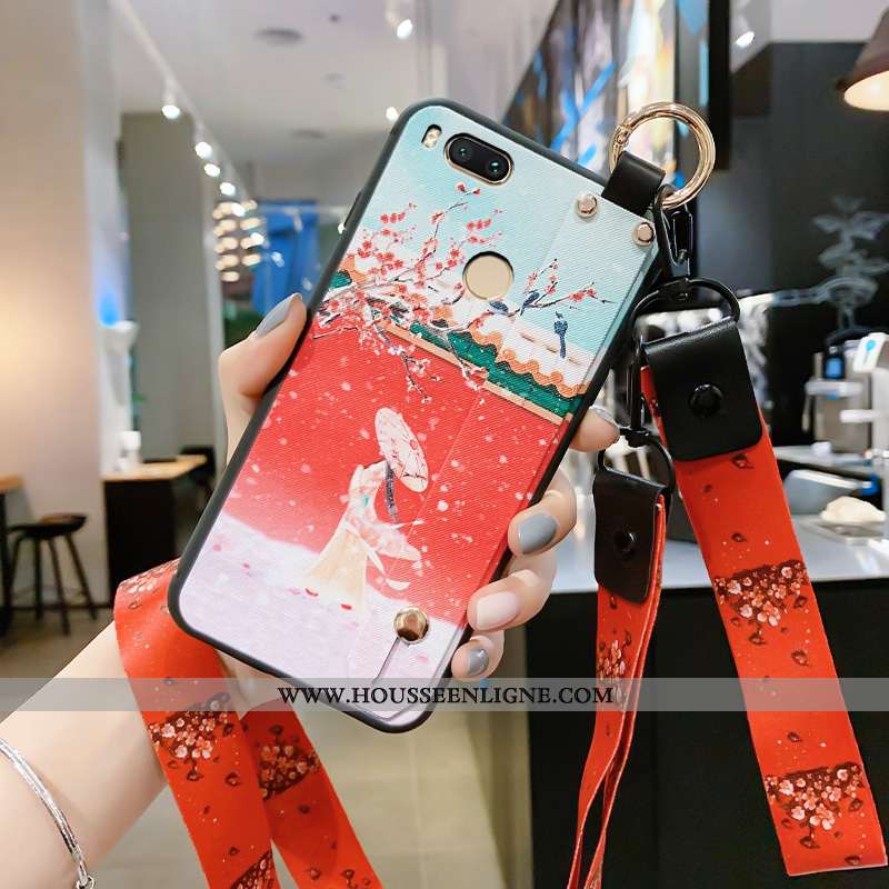 Étui Xiaomi Mi A1 Délavé En Daim Ornements Suspendus Simple Bleu Vintage Protection