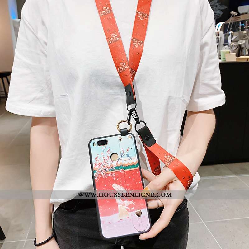 Étui Xiaomi Mi A1 Délavé En Daim Ornements Suspendus Simple Bleu Vintage Protection
