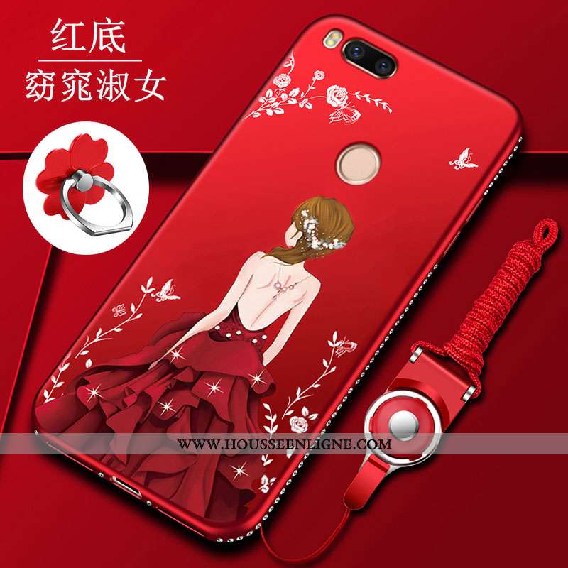 Étui Xiaomi Mi A1 Fluide Doux Silicone Coque Tout Compris Incassable Petit Rouge