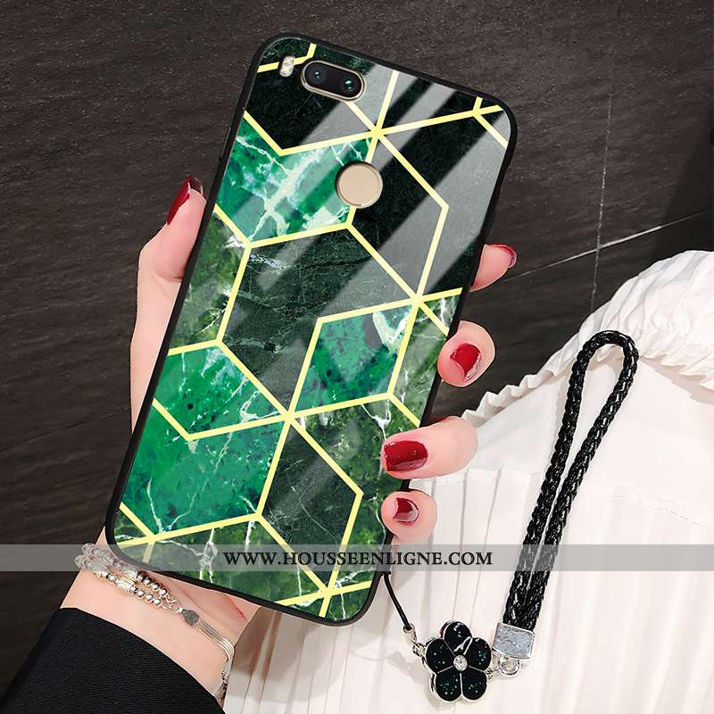 Étui Xiaomi Mi A1 Modèle Fleurie Fluide Doux Légère Téléphone Portable Verre Grand Verte