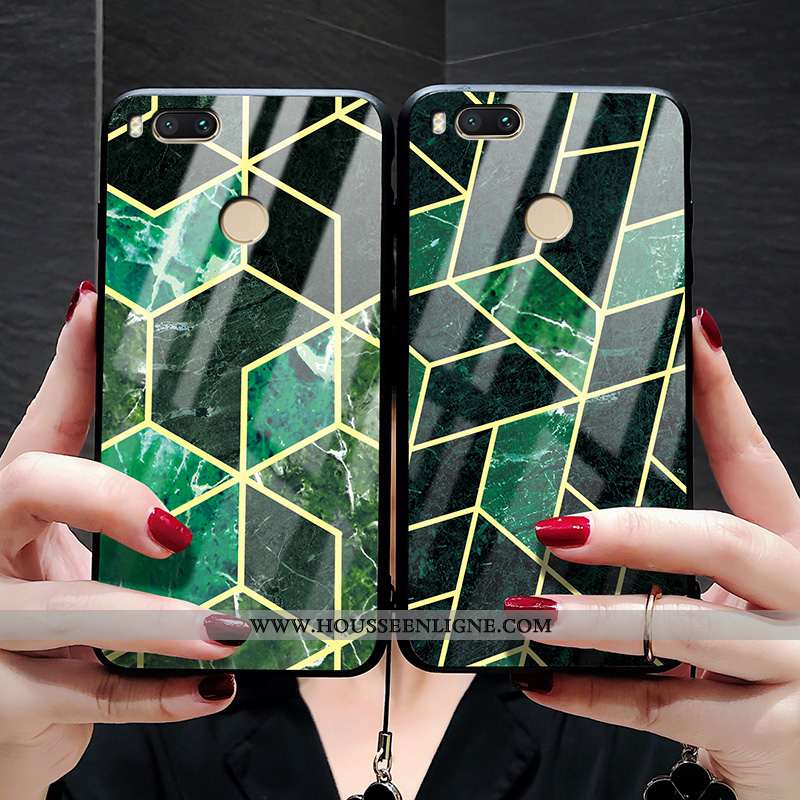 Étui Xiaomi Mi A1 Modèle Fleurie Fluide Doux Légère Téléphone Portable Verre Grand Verte