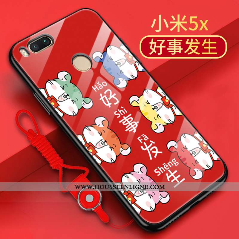 Étui Xiaomi Mi A1 Personnalité Créatif Rat Rouge Incassable Coque Tendance