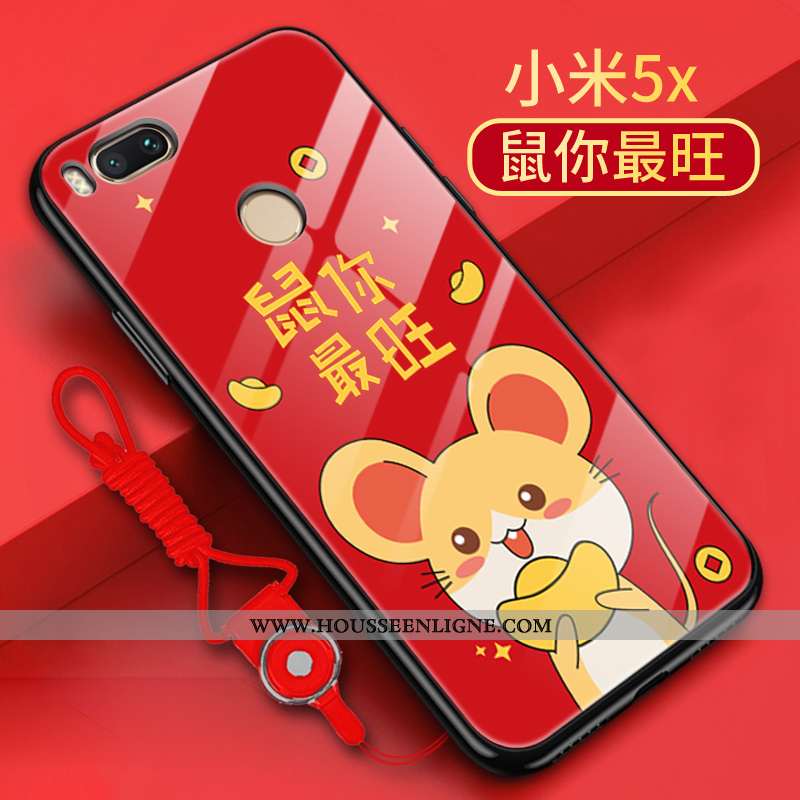 Étui Xiaomi Mi A1 Personnalité Créatif Rat Rouge Incassable Coque Tendance