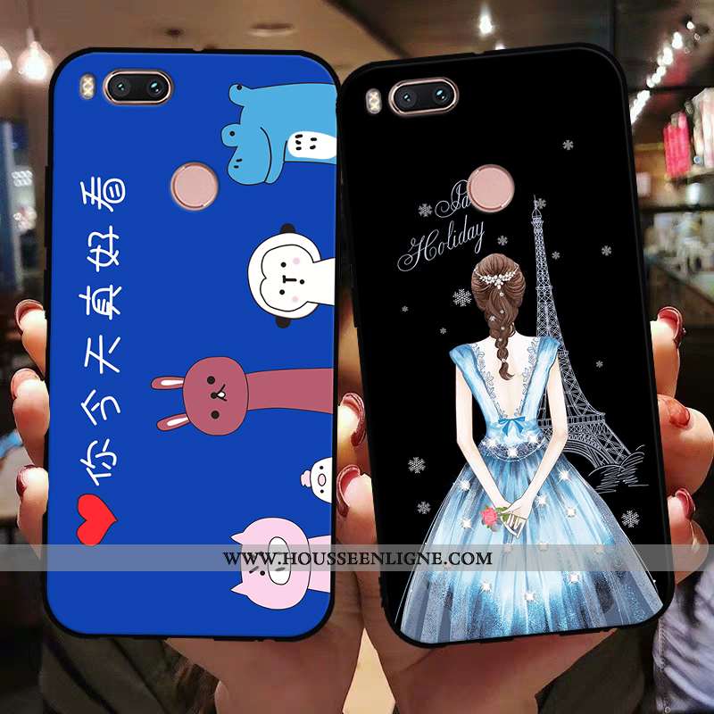Étui Xiaomi Mi A1 Silicone Protection Coque Délavé En Daim Incassable Bleu Petit