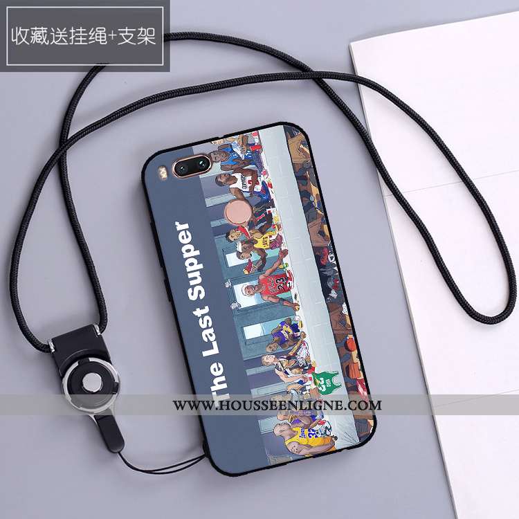 Étui Xiaomi Mi A1 Silicone Protection Coque Délavé En Daim Incassable Bleu Petit