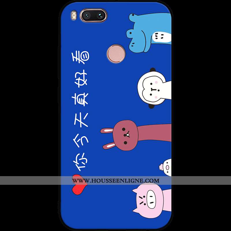 Étui Xiaomi Mi A1 Silicone Protection Coque Délavé En Daim Incassable Bleu Petit